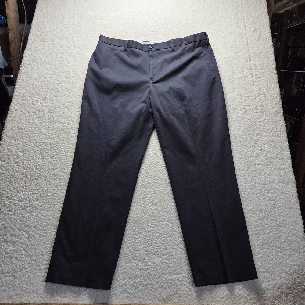 Savane Pants Mens 42x31 Gray Flat Front Regular Fit Stretch Chino Casual Cotton